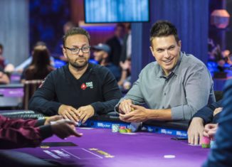 Daniel Negreanu and Doug Polk during the 2018 Super High Roller Bowl