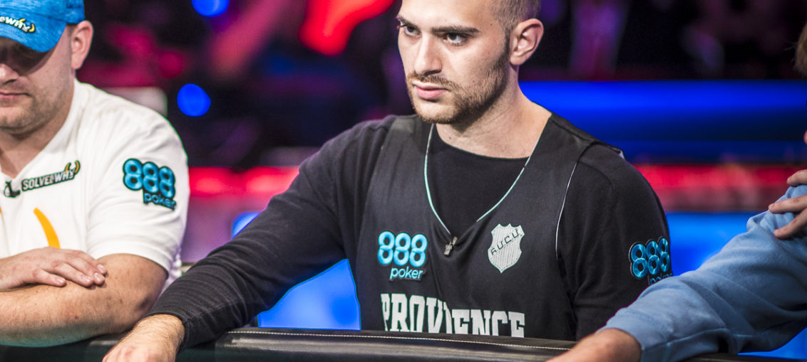 Aram Zobian at the final table on Day 9 of the 2018 WSOP Main Event.