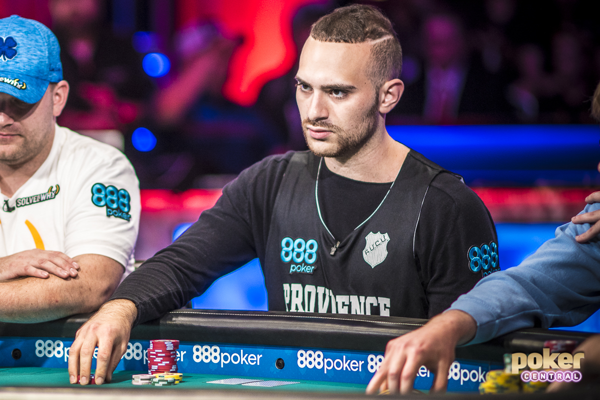 Aram Zobian at the final table on Day 9 of the 2018 WSOP Main Event.