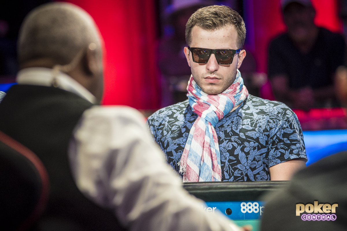 Carrying a big smile where ever he goes, Artem Metalidi keeps a straight face at the table during the 2018 WSOP Main Event.