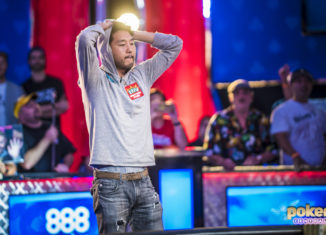 John Cynn in disbelief after winning the 2018 WSOP Main Event.