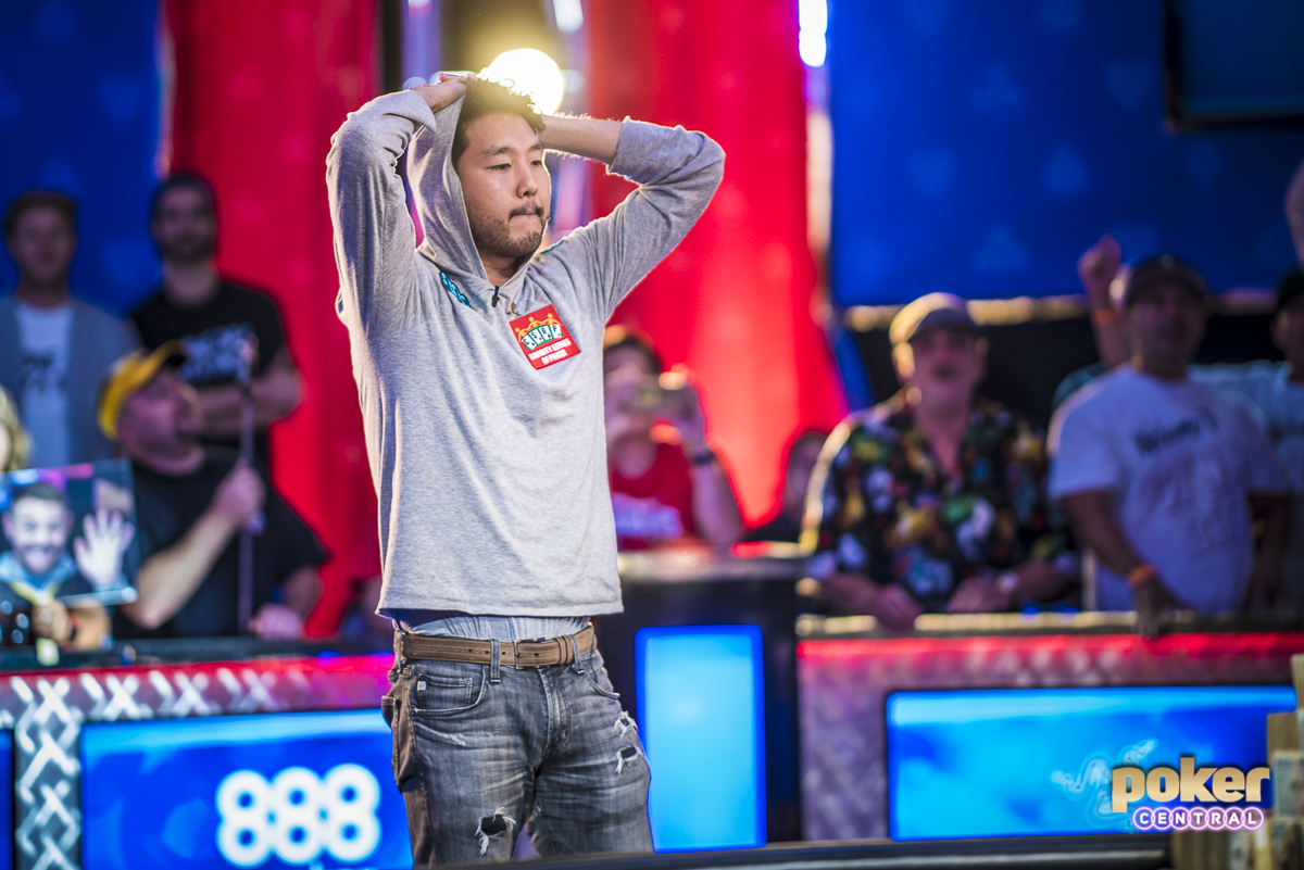 John Cynn in disbelief after winning the 2018 WSOP Main Event.