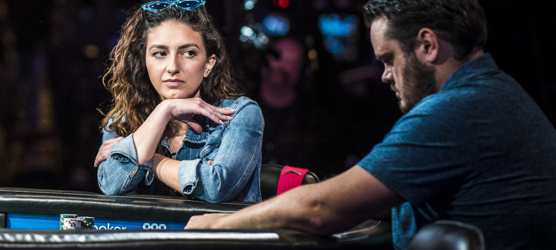 Kelly Minkin stares down Frederik Brink who would eventually send her to the rail in 50th place.