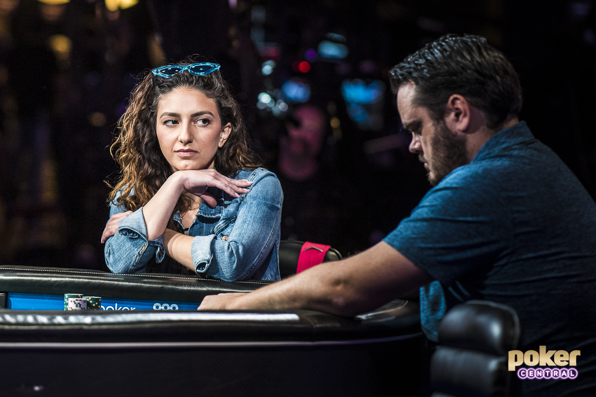 Kelly Minkin stares down Frederik Brink who would eventually send her to the rail in 50th place.