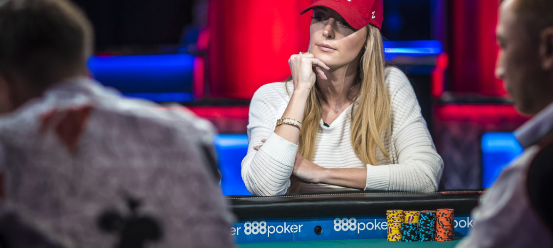 Lacey Jones at the feature table on Day 3 of the WSOP Main Event.