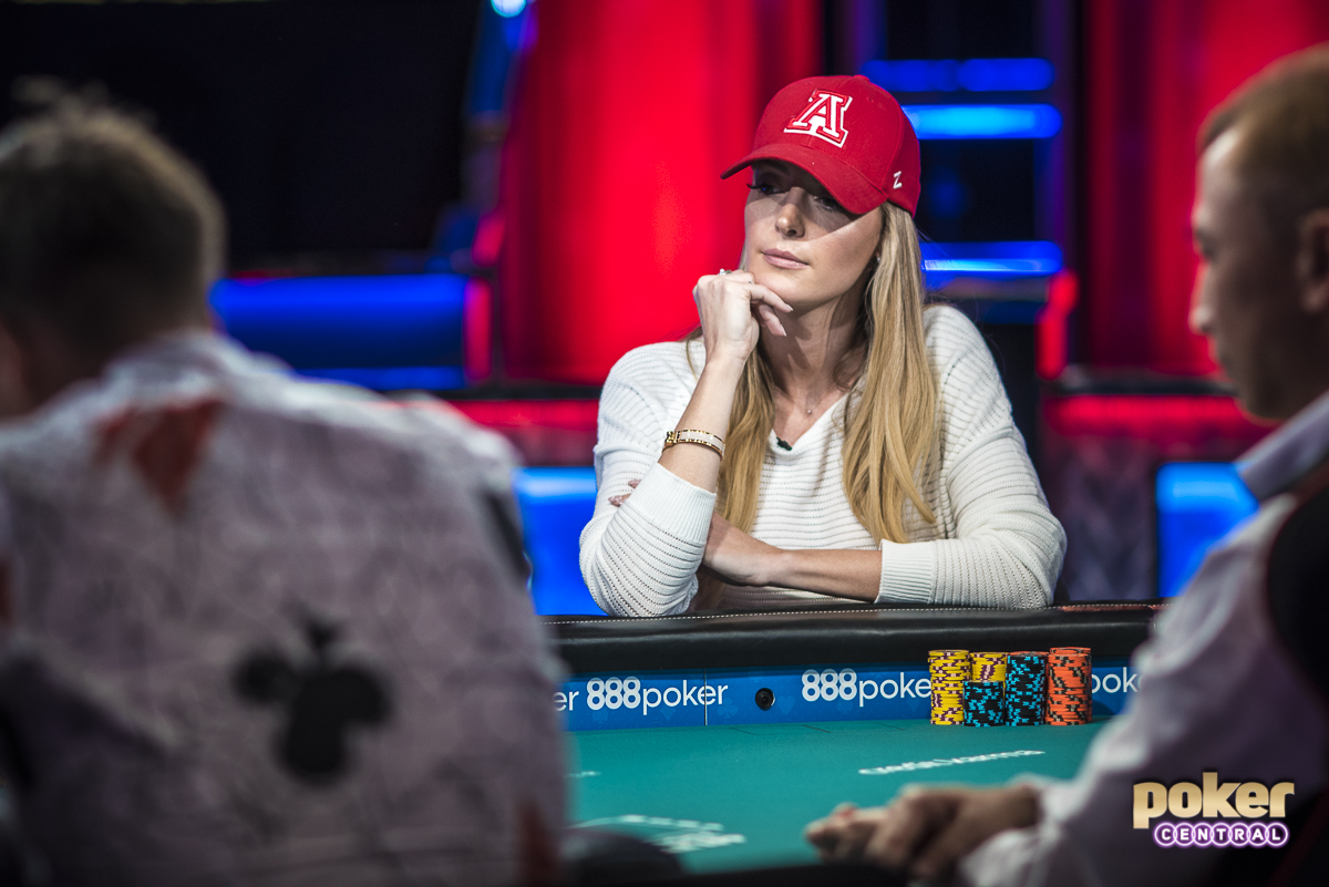 Lacey Jones at the feature table on Day 3 of the WSOP Main Event.