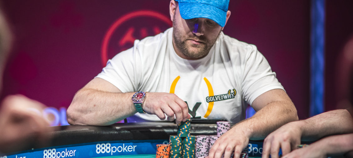 Nicolas Manion in action on Day 7 of the 2018 WSOP Main Event.