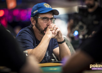 A focused Ray Romano during Day 2 of the 2018 WSOP Main Event.