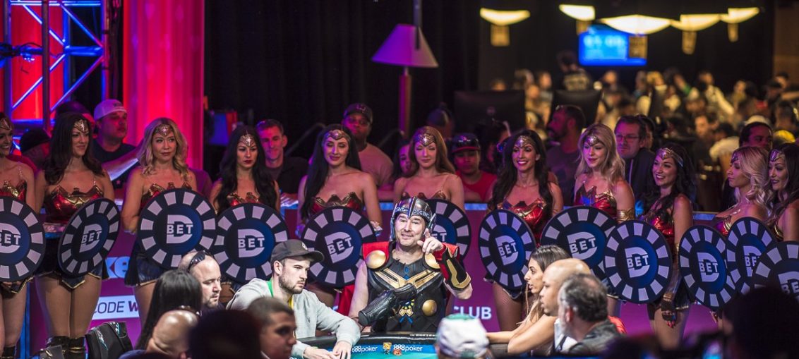 After his grand entrance into the 2018 WSOP Main Event, Phil Hellmuth was surrounded by 14 warriors each representing one of his bracelets, shortly before he won his 15th in the $5,000 No Limit Hold'em post-lim.