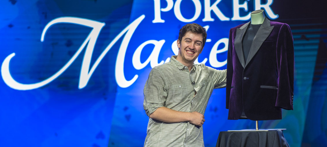 Ali Imsirovic posing with his Purple Jacket after a stellar performance at the 2018 Poker Masters.