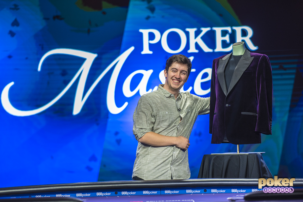 Ali Imsirovic posing with his Purple Jacket after a stellar performance at the 2018 Poker Masters.