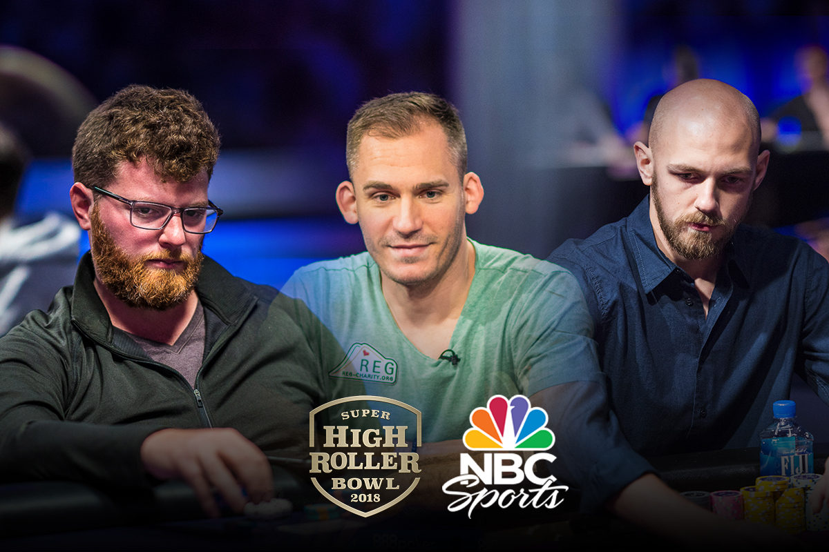 Nick Petrangelo, Justin Bonomo and Stephen Chidwick star in the 2018 Super High Roller Bowl.